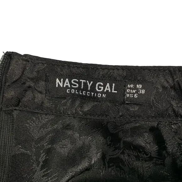 Nasty Gal Dress Grow The Extra Mile Black Satin Jacquard Mini Party Women's 6 - Picture 7 of 10